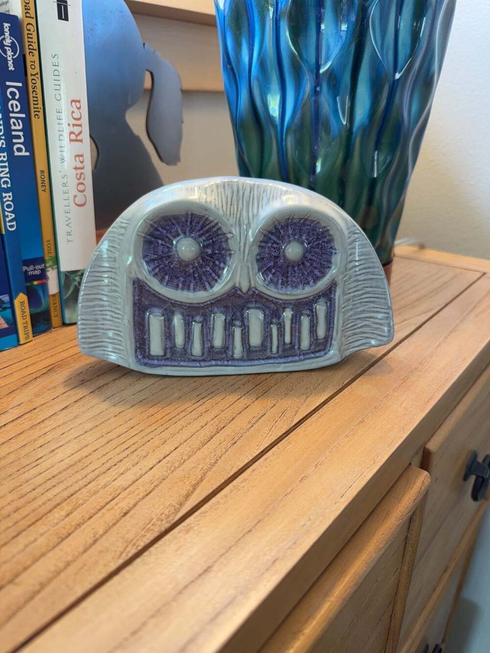Jonathan Adler Ceramic Owl Figurine Purple and White